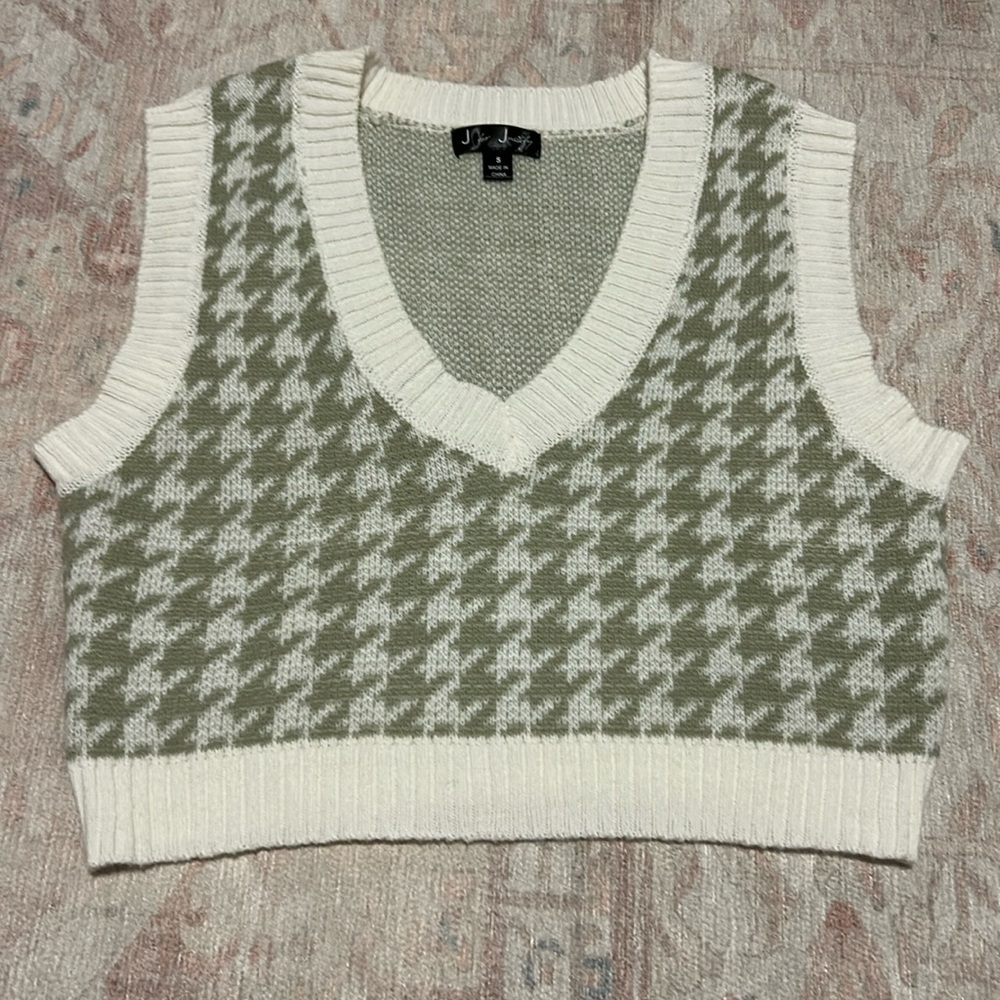 Green and white knit vest